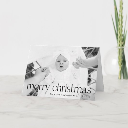 スタイルシンプルブラックメリークリスマス2写真 シーズンカード (正面)