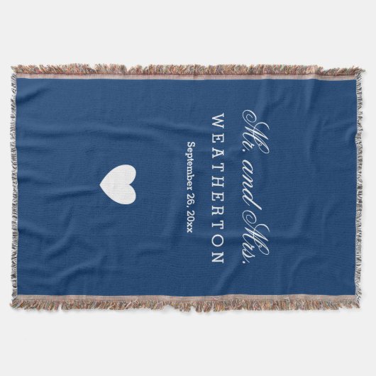 スタイルシンプル氏とミセスの名結婚前日付A30 スローブランケット (正面)