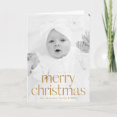 スタイルシンプル金ゴールドメリークリスマス2写真 シーズンカード (正面)