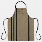 スタイルストライプバーラップルック|黒い名前 エプロン (正面)