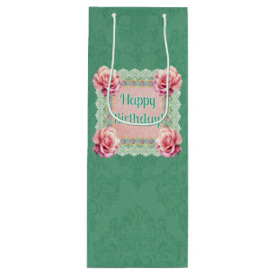 スタイルビクトリアンバラレースダマスク抱き枕 ワインギフトバッグ