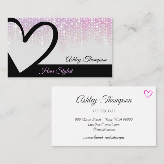 スタイルピンモダンクドリップスブラックハート美容師 名刺 (正面/裏面)