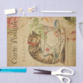 スタイルフランスのカルテポスタレ猫とティーカップ 薄葉紙 (クラフト)