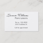 スタイルフランスのバロックカップル&ピアノ名刺 名刺 (裏面)