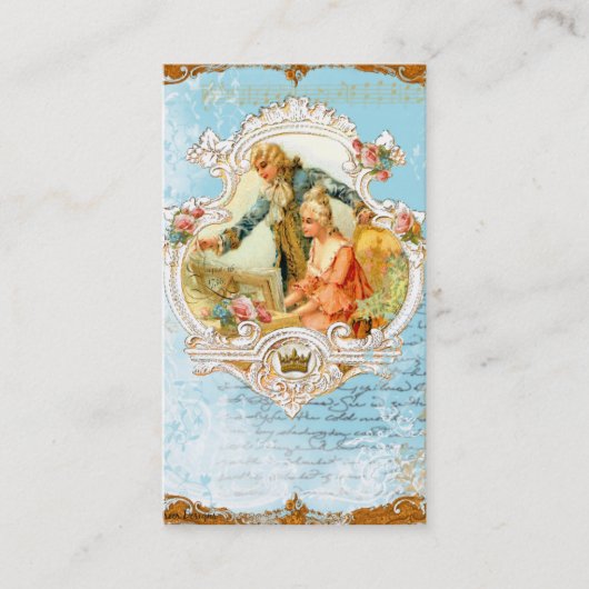 スタイルフランスのバロックカップル&ピアノ名刺 名刺 (正面)