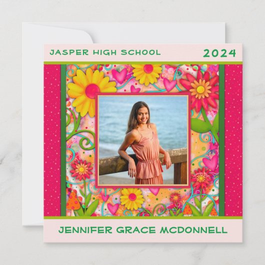 スタイルフローラカスタム卒業の写真発表 招待状 (正面)