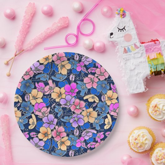 スタイルフローラルパターン46 ペーパープレート (パーティー)