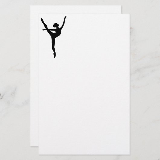 スタイルブラックシルエットバレエダンサー感覚女子 便箋 (正面/裏面)