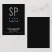 スタイルブラックブルーグレーモノグラムモダンプロフェッショナル 名刺 (正面/裏面)
