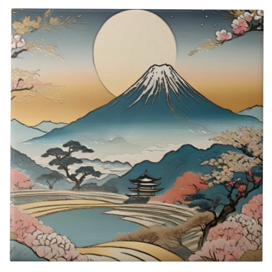 スタイルマウン日本のテン桜パゴダアンドサン タイル (正面)