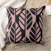 スタイルミニマル化された黒とピンクの葉 クッション (ブランケット)