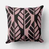 スタイルミニマル化された黒とピンクの葉 クッション (裏面)