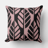 スタイルミニマル化された黒とピンクの葉 クッション (正面)