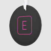 スタイルモダンイニシャルモノグラム |ピンクとブラック オーナメント (正面)