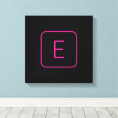 スタイルモダンイニシャルモノグラム |ピンクとブラック キャンバスプリント (インサイチュ (ウッドフロア))