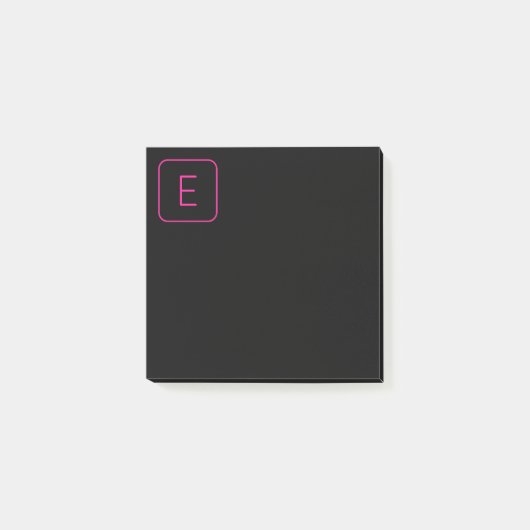 スタイルモダンイニシャルモノグラム |ピンクとブラック ポストイット (正面)