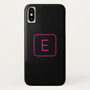 スタイルモダンイニシャルモノグラム ピンクとブラック iPhone X ケース
