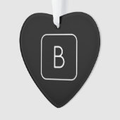 スタイルモダンイニシャルモノグラム |白と黒 オーナメント (正面)