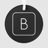 スタイルモダンイニシャルモノグラム |白と黒 オーナメント (裏面)