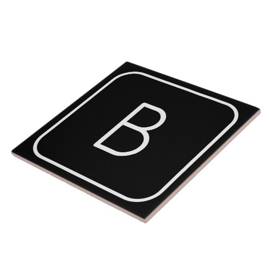 スタイルモダンイニシャルモノグラム |白と黒 タイル (側面)