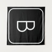 スタイルモダンイニシャルモノグラム |白と黒 タペストリー (正面(横))