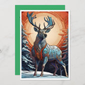 スタイルモダントナカイモダン、デザイン、ファンタジークリスマス シーズンカード (正面/裏面)