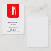 スタイルモダントレンディー白赤モノグラム 名刺 (正面/裏面)