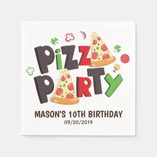 スタイルモダンピザパーティー スタンダードカクテルナプキン (正面)