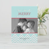 スタイルモダンホワイトシェブロンのクリスマスフォトカード シーズンカード (スタンド正面)