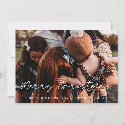 スタイルモダンメリークリスマス家族の写真 シーズンカード (正面)