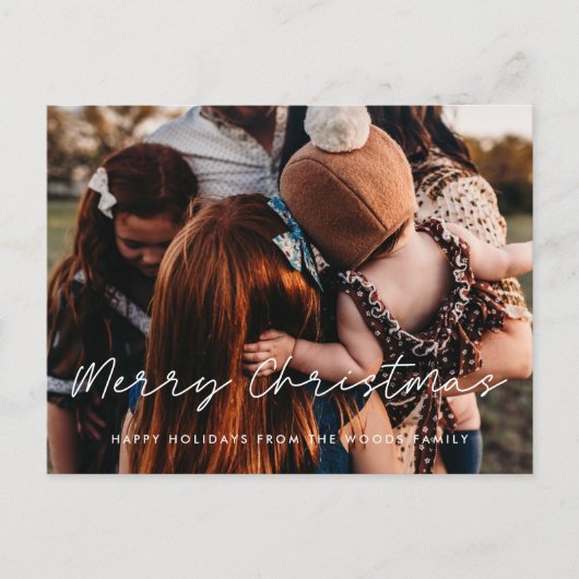 スタイルモダンメリークリスマス家族の写真 ポストカード (正面)