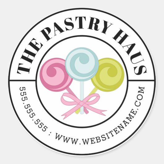 スタイルモダンライズケーキポップキャンディカーブ文字 ラウンドシール (正面)