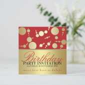 スタイルモダンレッドゴールデンバースデーパーティ招待状 招待状 (スタンド正面)