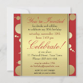 スタイルモダンレッドゴールデンバースデーパーティ招待状 招待状 (裏面)