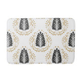 スタイルモダン化されたグレーと金ゴールドのマスクの白 バスマット (正面)