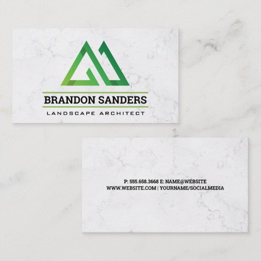 スタイルモダン化された緑のロゴ 名刺 (正面/裏面)
