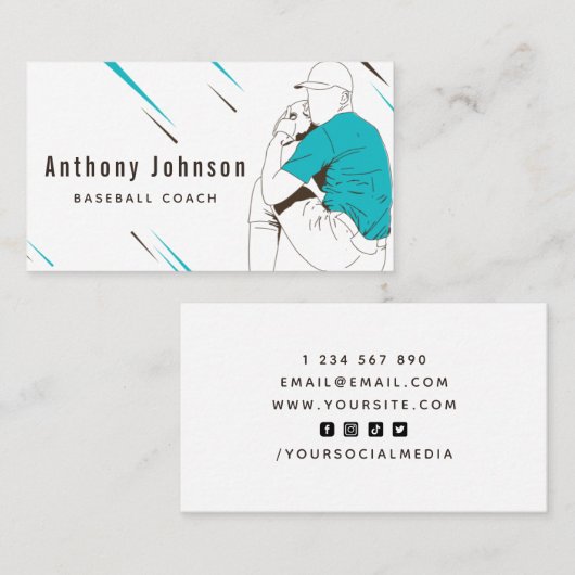 スタイルモダン野球コーチトレーナーソーシャルメディア 名刺 (正面/裏面)