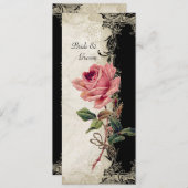 スタイルヴィンテージバラブラックnクリームレース 招待状 (正面/裏面)