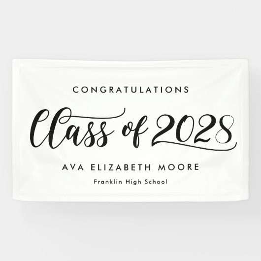 スタイル付きクラス編集可能カラー卒業バナー 横断幕 (横)