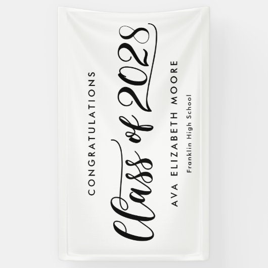 スタイル付きクラス編集可能カラー卒業バナー 横断幕 (縦)