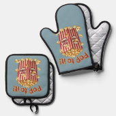 スタイル付きポピポップ・アートのン – "それに！" 鍋つかみ&鍋敷きセット (正面/裏面)