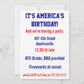 スタイル動揺してUSAフラグパーティー招待状 招待状 (裏面)
