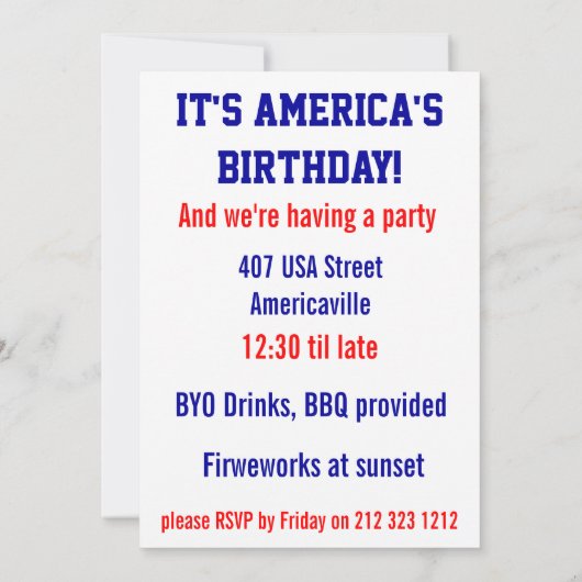 スタイル動揺してUSAフラグパーティー招待状 招待状 (裏面)