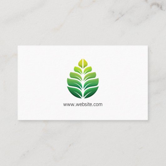 スタイル化されたグリーンリーフのロゴ |横長 名刺 (裏面)