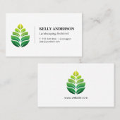 スタイル化されたグリーンリーフのロゴ |横長 名刺 (正面/裏面)