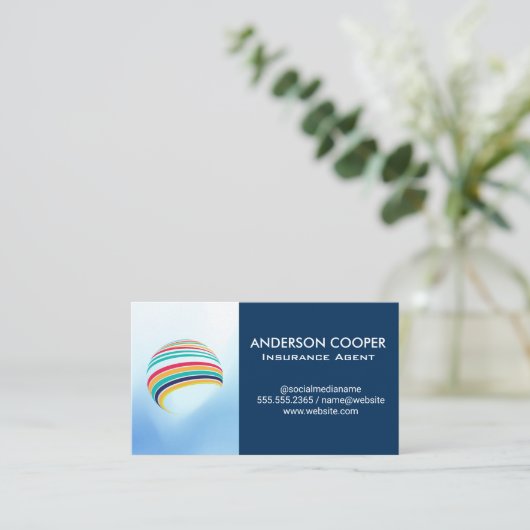 スタイル化されたグローバルロゴ 企業の | モダン 名刺 (スタンド正面)