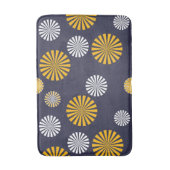 スタイル化されたダンデリオン、ネービーブルー、黄色、白 バスマット (正面縦)