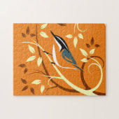 スタイル化されたブランチ上の赤いブレストヌサッチオン ジグソーパズル (横)