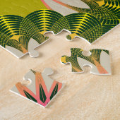 スタイル化されたロータス壁紙:ピンク、緑。 ジグソーパズル (側面)