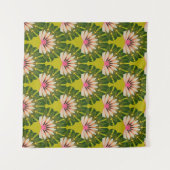 スタイル化されたロータス壁紙：ピンク、緑。 タペストリー (正面(横))